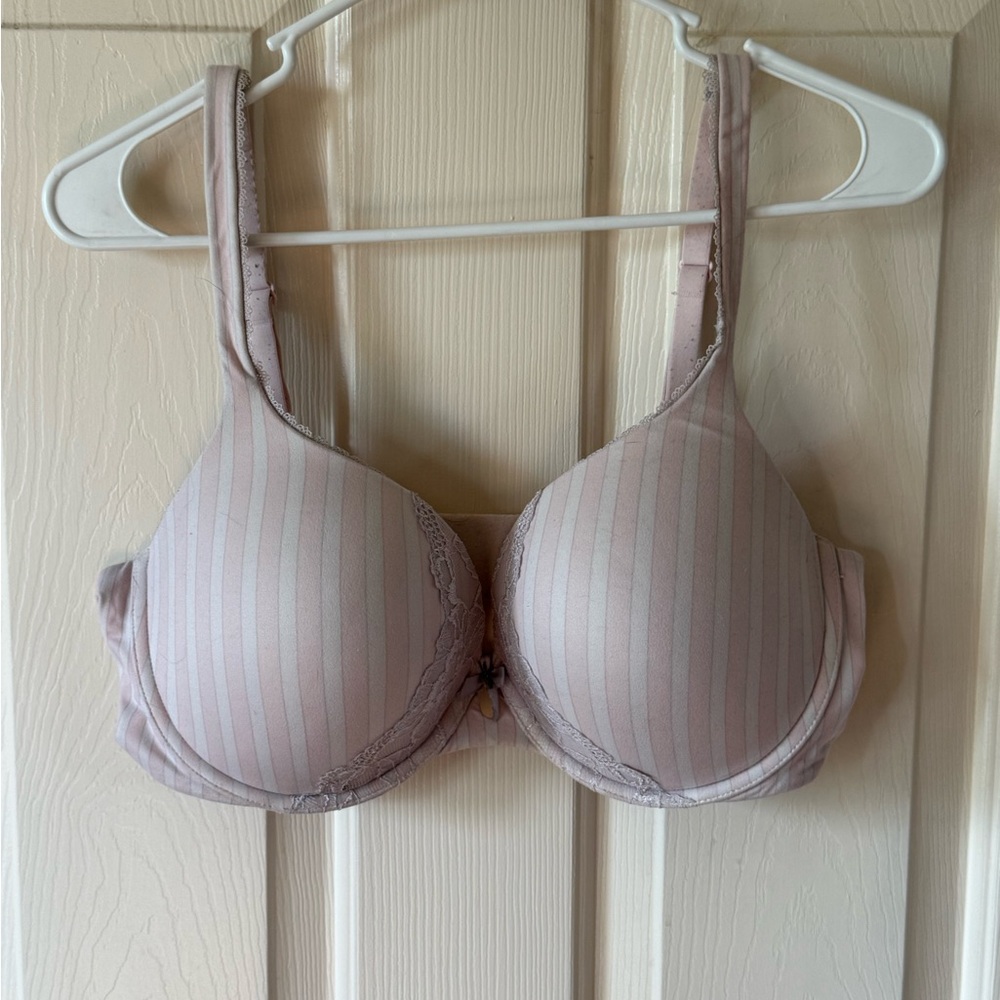 Victoria's Secret Blush Striped Bra with Lace
